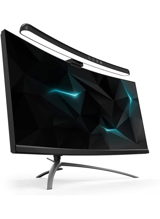 Curved Monitor Light Bar with RGB Backlight Computer Lamp for Curved Monitor 24-27 inch 3 Color Temperature Stepless Dimming Computer Monitor Lamp Curved USB Power Gaming Night Light- black