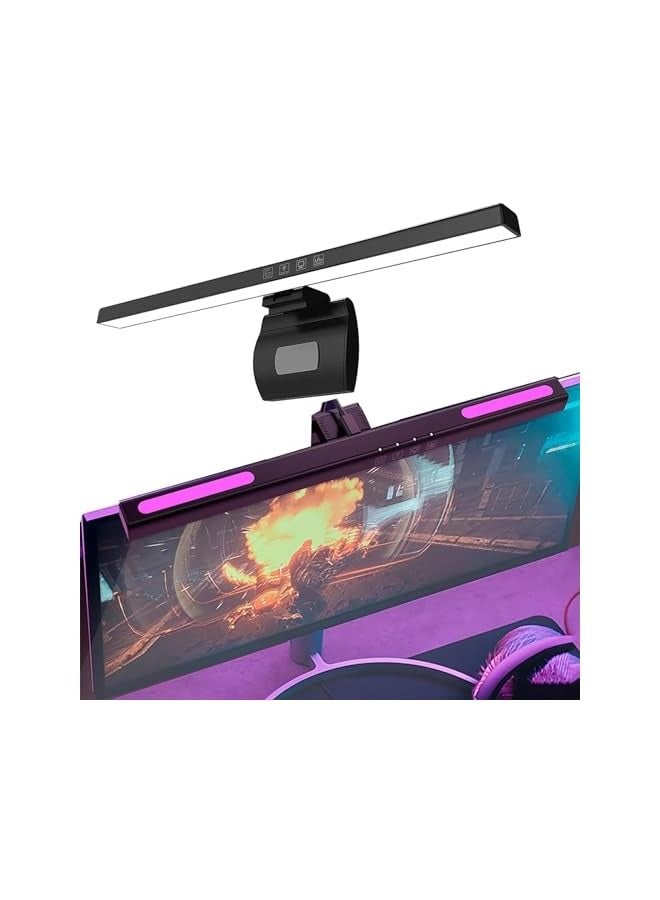 Computer Monitor Light, Monitor Light Bar with RGB Backlight, Eye Caring LED Screen Monitor Light Bar, No Screen Glare Desk Lamp for Pc Office Gaming