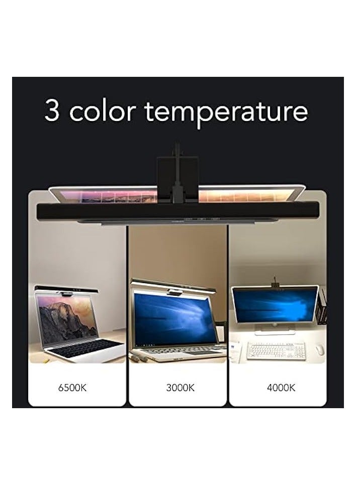 Computer Monitor Lamp, E Reading No Screen Glare or Flicker Monitor USB Powered Monitor Light Bar, Space Saving Eye Caring Task Light with Timing and Color Temperature Adjustment