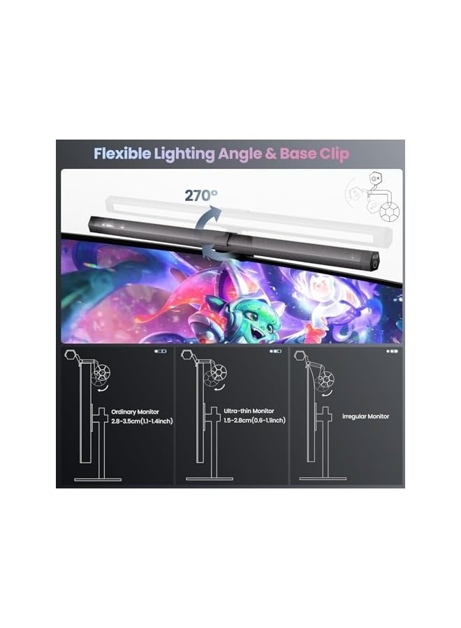 Monitor Light bar with RGB Backlight, 40cm Computer Monitor Lamp with Dimmer and Color Temperature, LED Touch Control Gaming Screen Light No Screen Glare and Eye Protection for Home Office