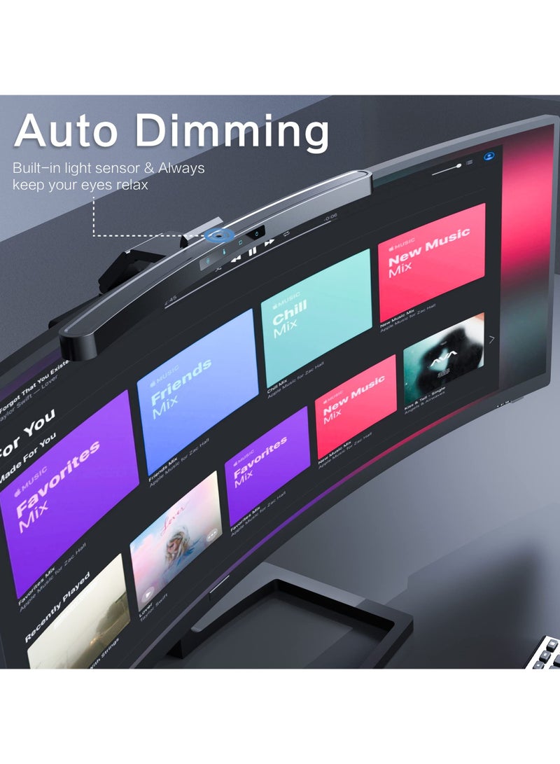 Curved Monitor Light Bar with Wireless Remote, Auto-Dimming and Camera Base,Applicable to All Screens with No Glare,for Home and Office
