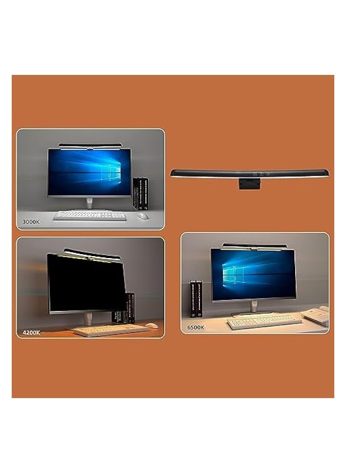 Computer Monitor Light Bar, Anti Glare Blue Light Block Eye Caring Lamp, E Reading LED Lamp with Auto Dimming and Timing Button, USB C Interface Space Saving Home Office Lamp