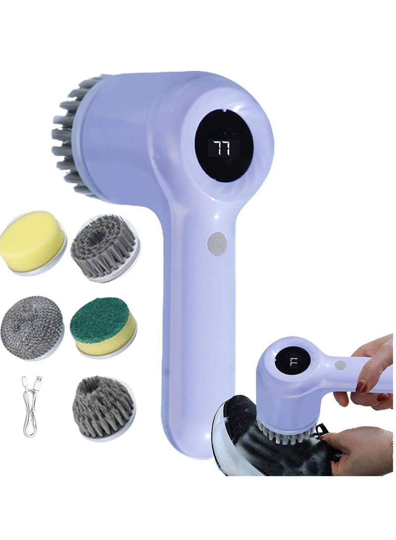 Automatic Cleaning Brush | Hand Held Powers Scrubber | Electric Tile Scrubber | Spin Scrubber with Replaceable Brush Heads and Adjustable Speeds for Bathroom Floor Tile, Gray