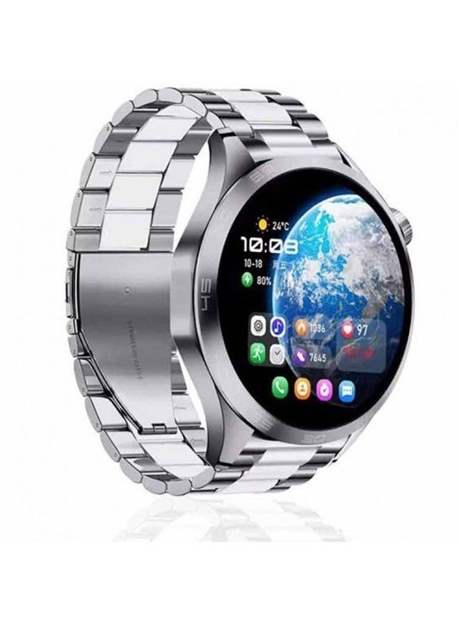 WISME WS63 Max Multi Function Smart Watch With 7 Pair Straps and Wireless Charger For Men Silver