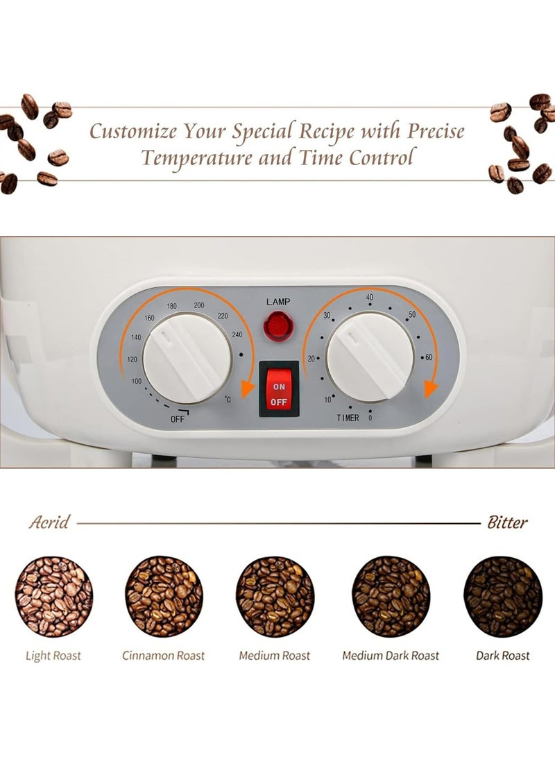 Home Coffee Roaster Machine, 800W Upgrade Coffee Bean Roaster with Clear Glass Lid, Adjustable 0-240℃ Temperature Control, 750g Capacity, 60-Min Intelligent Timer for Fresh Coffee Roasting at Home and Kitchen