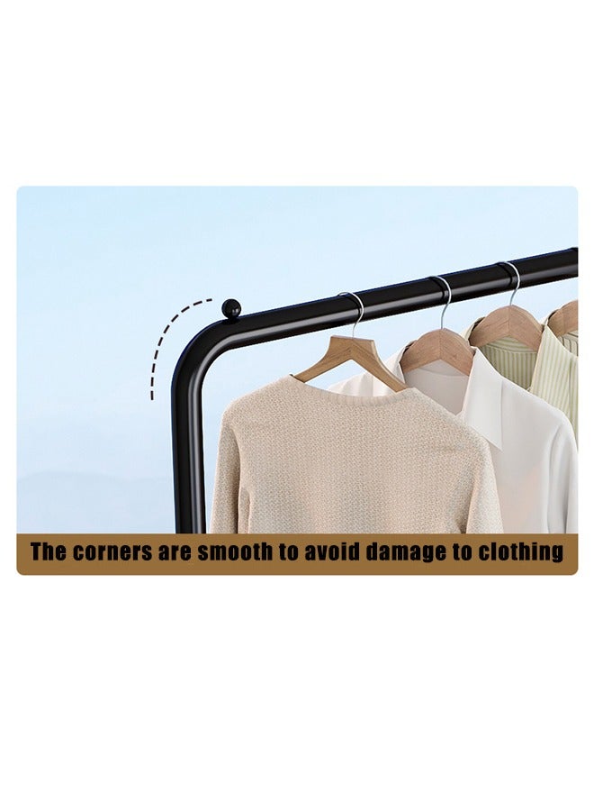 Double Row Of Simple Hangers, Strong Load-Bearing Capacity, With A Layer Of Shelving, Can Be Placed Shoes Or Debris, Black