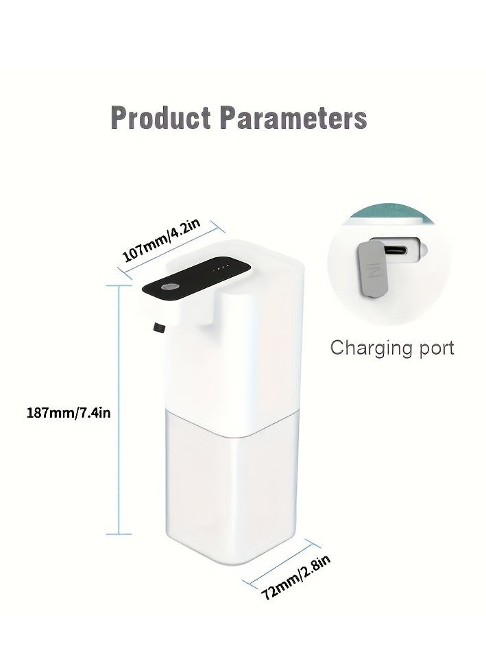 Touchless Foaming Soap Dispenser - 400ml USB Rechargeable, Sleek Design for Home & Office Hygiene