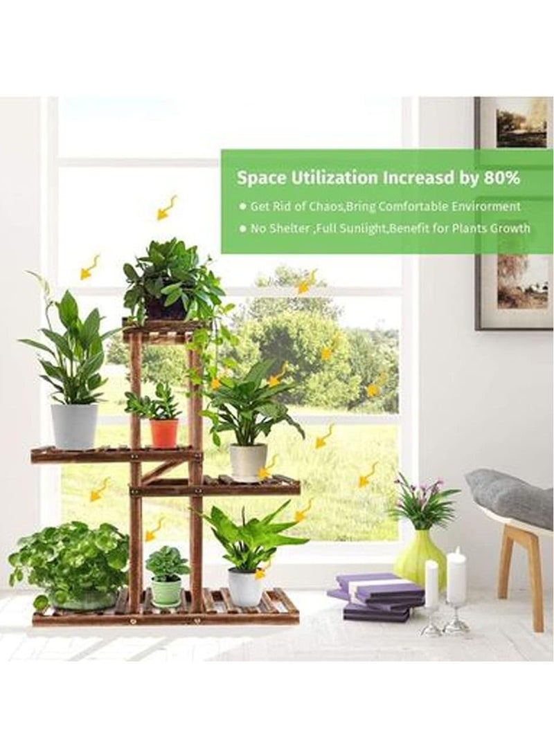 FFD 5-Tier Wood Plant Stand – Multi-Tier Floor Standing Rack for Indoor & Outdoor, Durable Wooden Flower Pot Holder for Balcony, Living Room, Patio & Garden