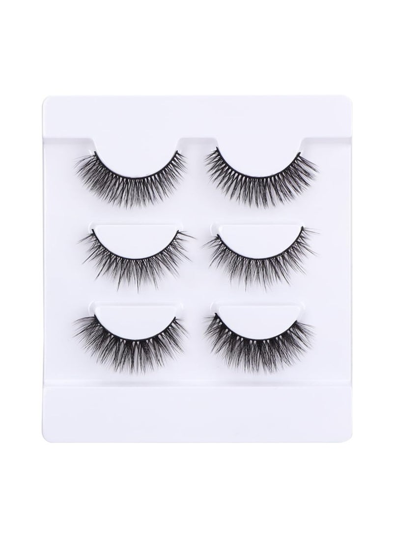 False Eyelash, Eye Makeup Lash 3D Faux Mink Fake Eyelash Long Natural Eyelashes 3 Pairs with 5g False Eyelash Glue