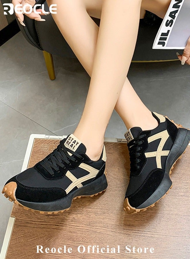 Women's Sneaker Casual Comfort Cross Trainer Kicks Lace Up Nylon Sneaker Wide Widths Sneaker Running Shoe Racing Sneaker