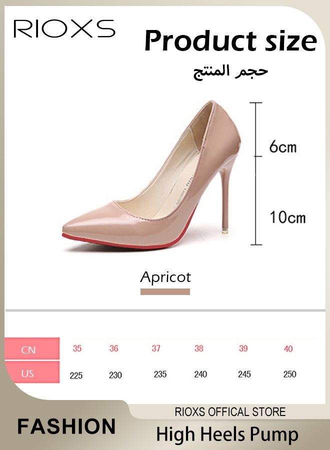 Women's Pointed Toe High Heels, 10cm Patent Leather Pumps, Elaborate Stiletto Heels Pumps, Elegant Wedding Dress Shoes, Suitable for Office, Party, Wedding or Formal Occasions, Easy to Wear for All Day Long