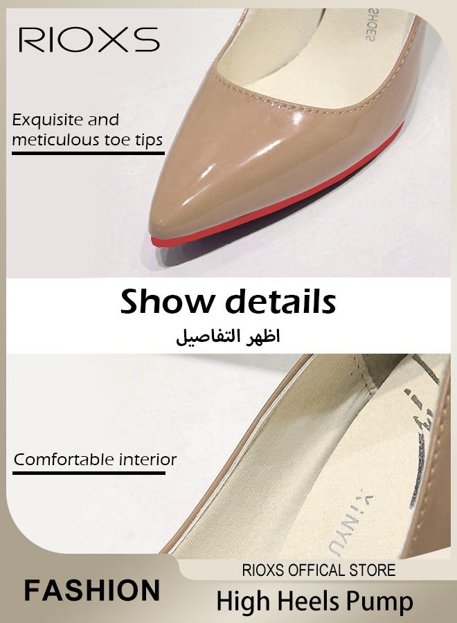 Women's Pointed Toe High Heels, 10cm Patent Leather Pumps, Elaborate Stiletto Heels Pumps, Elegant Wedding Dress Shoes, Suitable for Office, Party, Wedding or Formal Occasions, Easy to Wear for All Day Long