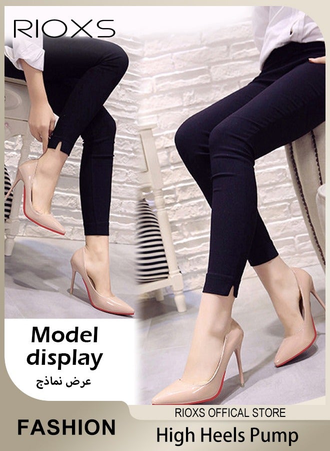 Women's Pointed Toe High Heels, 10cm Patent Leather Pumps, Elaborate Stiletto Heels Pumps, Elegant Wedding Dress Shoes, Suitable for Office, Party, Wedding or Formal Occasions, Easy to Wear for All Day Long