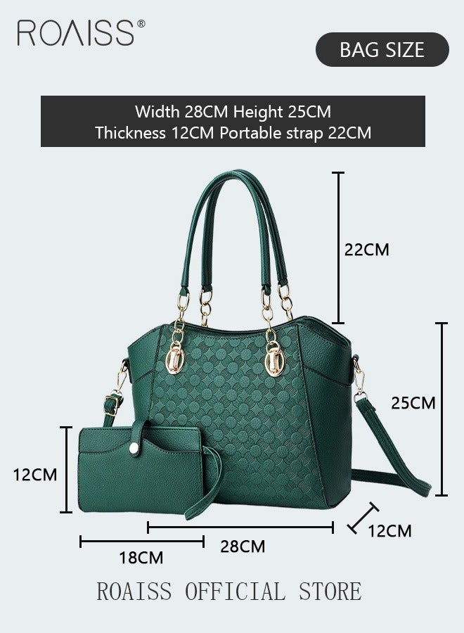 Large Shoulder Crossbody Bag for Women with Matching Clutch Ladies Tote Bag and Satchel with Hardware Buckle and Bottom Rivet