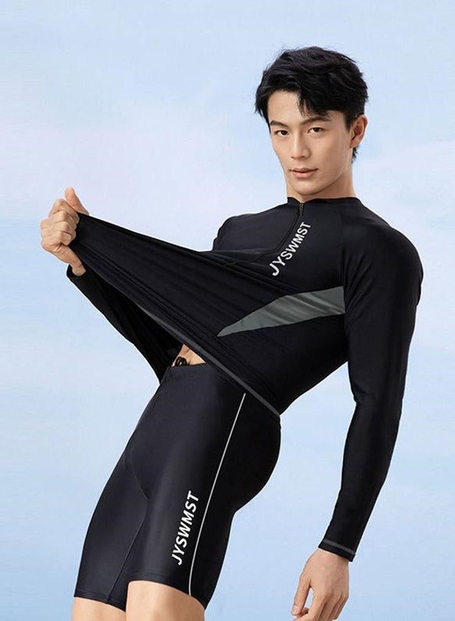 2 Piece Men's Swimsuit Set Fashion Loose Fitting Quick Drying Sun Protection Swimsuit Set With Double Layer Swimming Shorts