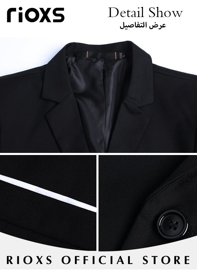 Men's Formal Long Sleeve Blazer Jacket Two Buttons Slimming Casual Blazer Coat with Two Side Pockets for Business Wedding Prom Dinner