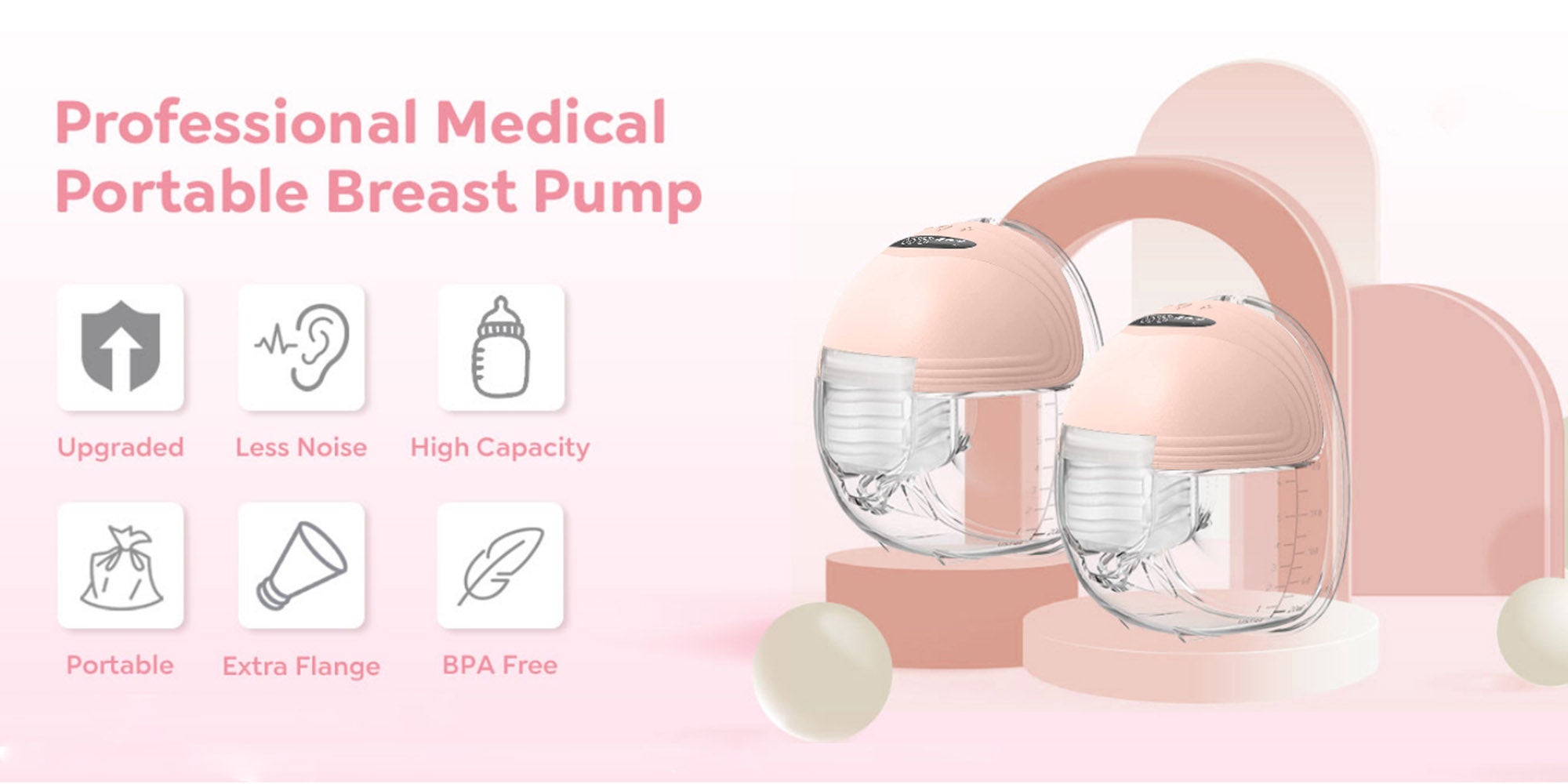 Wearable Electric Double Breast Pump With 3 Modes And 12 Levels