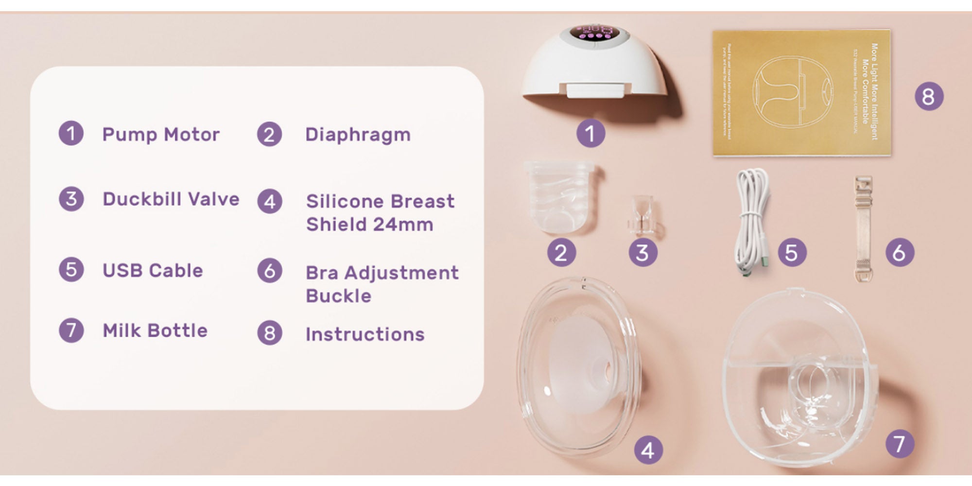 Wearable, Hands Free, Electric Portable Breast Pump With 4 Mode And 9 Levels - 1 Piece