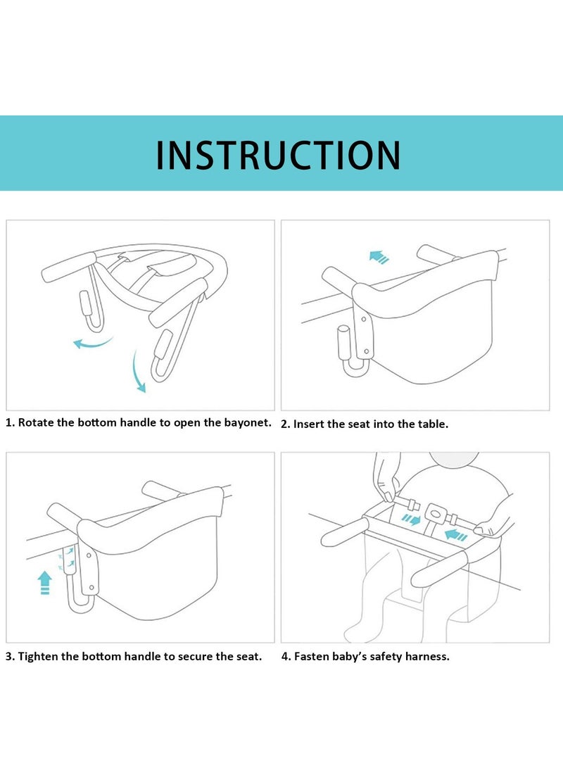 Clip on Table High Load Design Fold Flat Storage Attachable High Chair for Baby That Attaches to Table - Portable Highchair for Travel and Eating