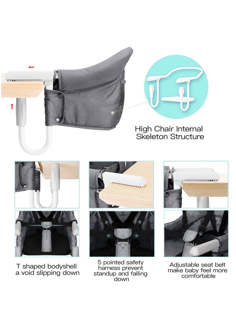 Clip on Table High Load Design Fold Flat Storage Attachable High Chair for Baby That Attaches to Table - Portable Highchair for Travel and Eating