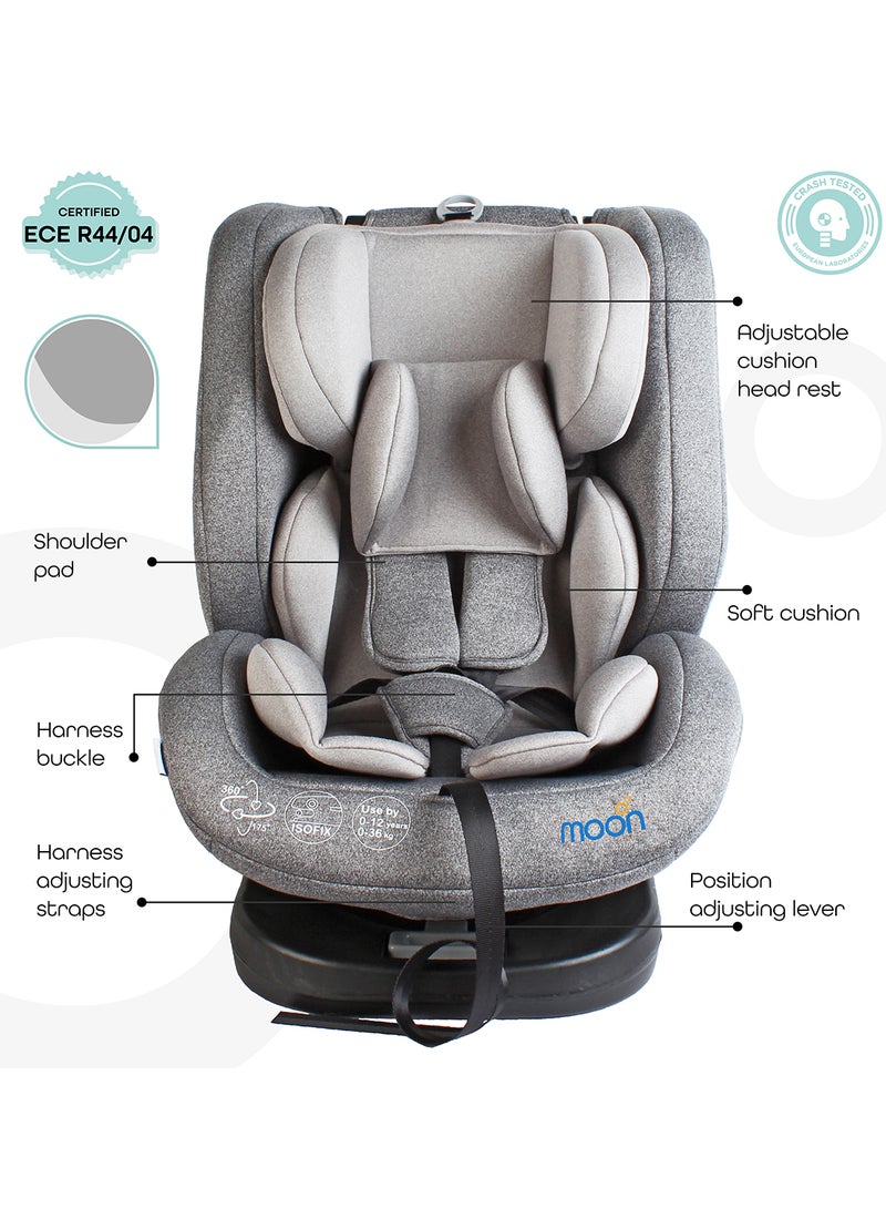 360° Rotate Rover - Baby/Infant Car Seat With 7-Point Adjustments, Group(0+,1,2,3), 0 - 12 Years, Grey