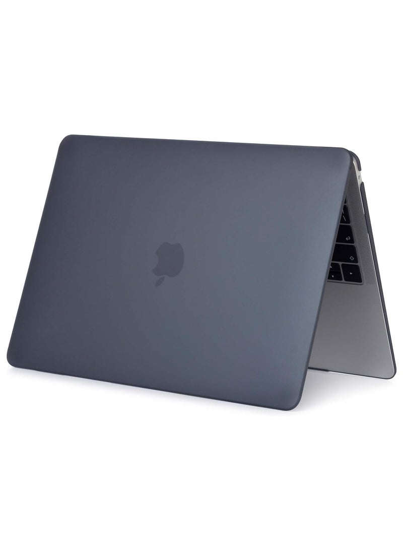 Plastic Hard Shell Case Cover with Screen Protector Compatible for MacBook New Air 13-Inch with Retina Display & Touch ID Model:- M1 A2337/A2179/A1932 Release in 2021/2020/2019/2018, Black