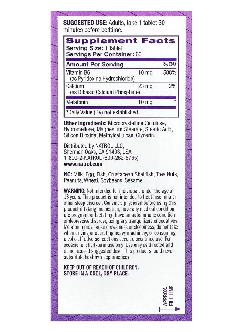 Advanced Sleep, Time Release Melatonin 10mg 60 Tablets Packaging May Vary