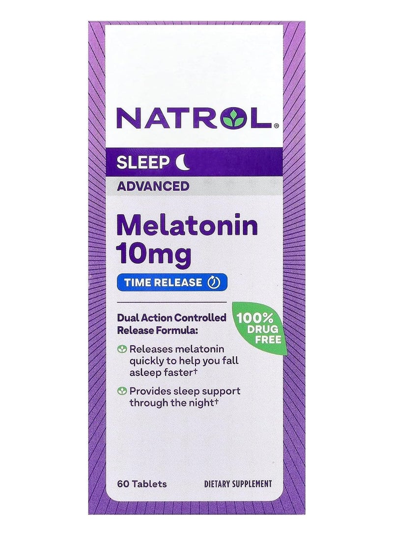 Advanced Sleep, Time Release Melatonin 10mg 60 Tablets Packaging May Vary