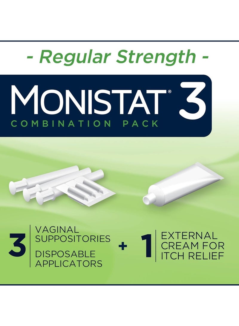 Monistat  3-Day Treatment Combination, 3 Suppositories x. 2.5 g + Itch Relief Cream Tube 9 g