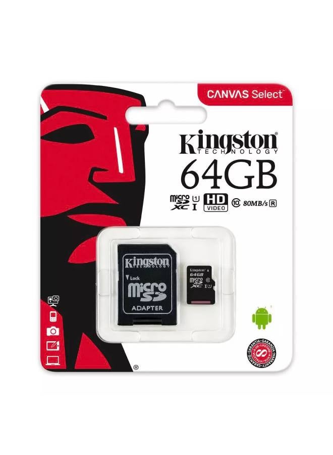 64GB micSDXC Canvas Select Plus 100R A1 C10 Card + ADP 64 GB