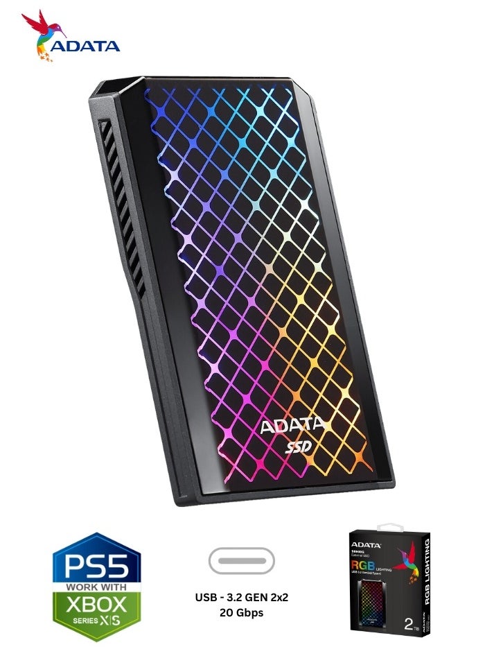 SE900G RGB 2TB External SSD | Compatible with PS5 XBOX Portable Solid State Drive for Superfast Gaming USB 3.2 Gen2x2 Type-C