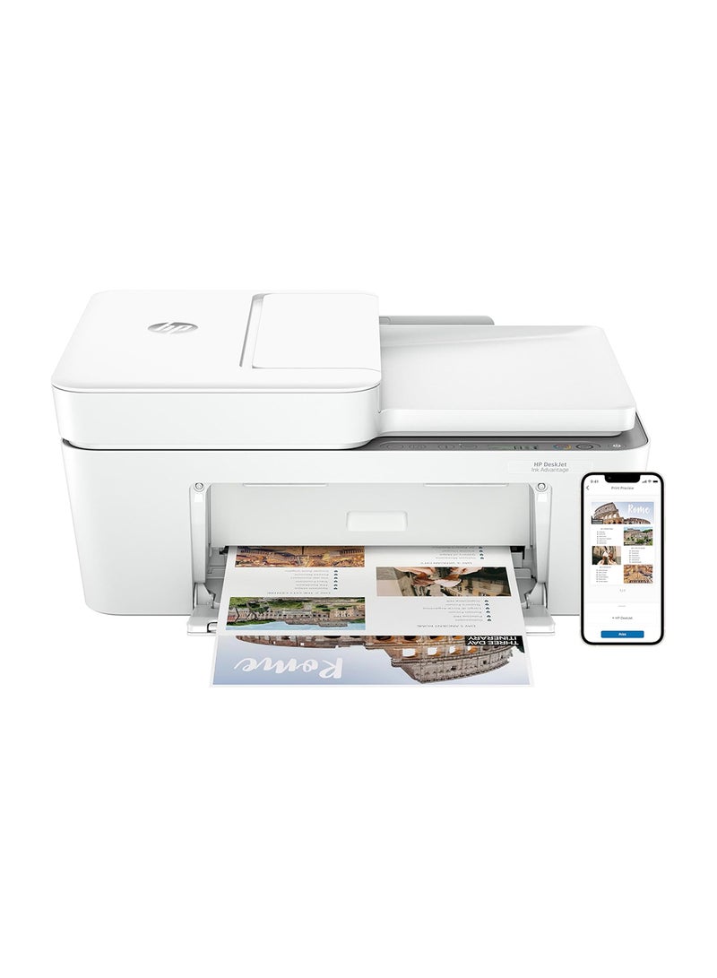 DeskJet Ink Advantage 4276 Wireless, Print, Scan, Copy, All-in-One Printer (Print up to 240 Black and 100 color pages) - [60K49C] White