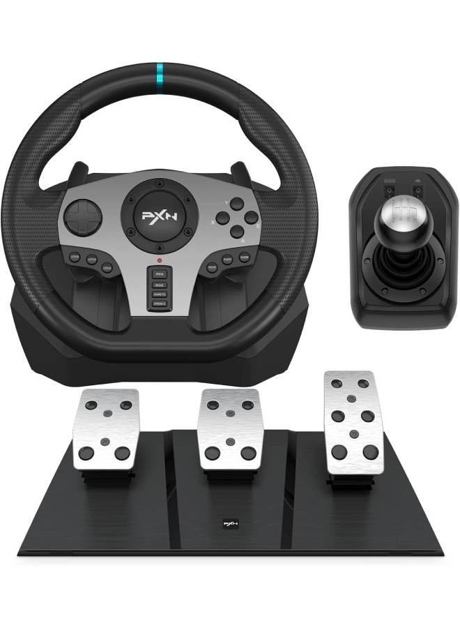 Steering Wheel PS4 Gaming Racing Wheel, PXN V9 Driving Wheel Volante PC 270/900 Degree Vibration and Shifter with Pedals for PC,PS4,Xbox One, Nintendo Switch,PS3,Xbox Series S/X