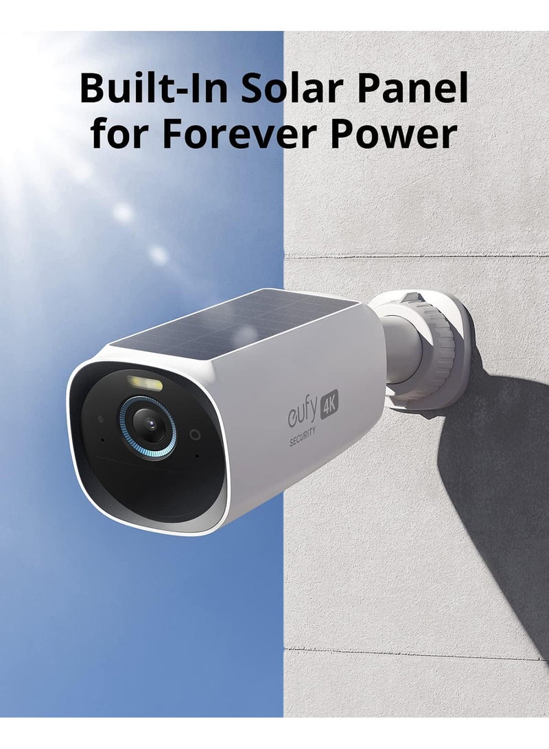 Security EufyCam 3 Add-on Camera, Security Camera Outdoor Wireless, 4K Camera with Integrated Solar Panel, Forever Power, Face Recognition AI, Expandable local storage, Spotlight, No Monthly Fee