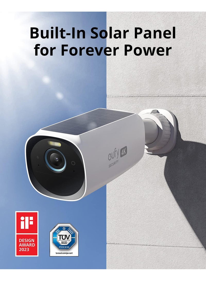 Security EufyCam 3 3-Cam Kit, Security Camera Outdoor Wireless, 4K Camera with Integrated Solar Panel, Forever Power, Face Recognition AI, Expandable Local Storage up to 16TB, No Monthly Fee