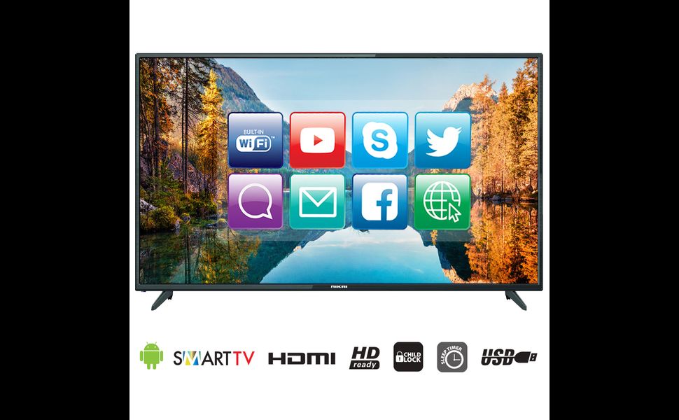 32 Inch Smart LED TV | HD 1366 x 768 Resolution | Android TV with Wi-Fi & DLNA | Quad-Core Processor | 16W Speaker Power | 2x HDMI, 2x USB | Netflix, YouTube, Shahid NTV3200SLED Black