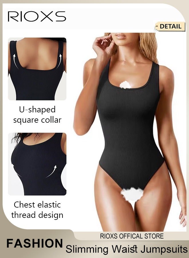 Women's Body Suit Tops Shape Wear Set Tank Seamless Tummy Control Slimming Waist Jumpsuits U-Neck Sculpting Body Shaper