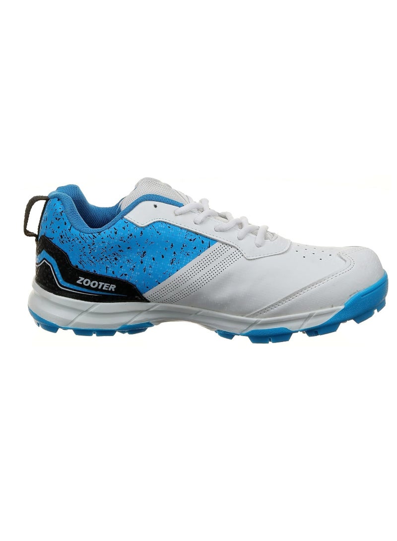 Zooter Cricket Shoes | White/Blue | For Boys and Men | Polyvinyl Chloride