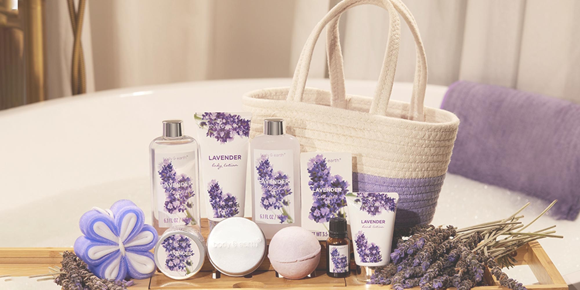 Gift Baskets for Women - Regalos Para Mujer, Body & Earth Gift Sets with Bubble Bath, Shower Gel, Body Lotion, Lavender Spa Gifts for Women, Spa Kit Mom Gifts, Birthday Gifts for Her