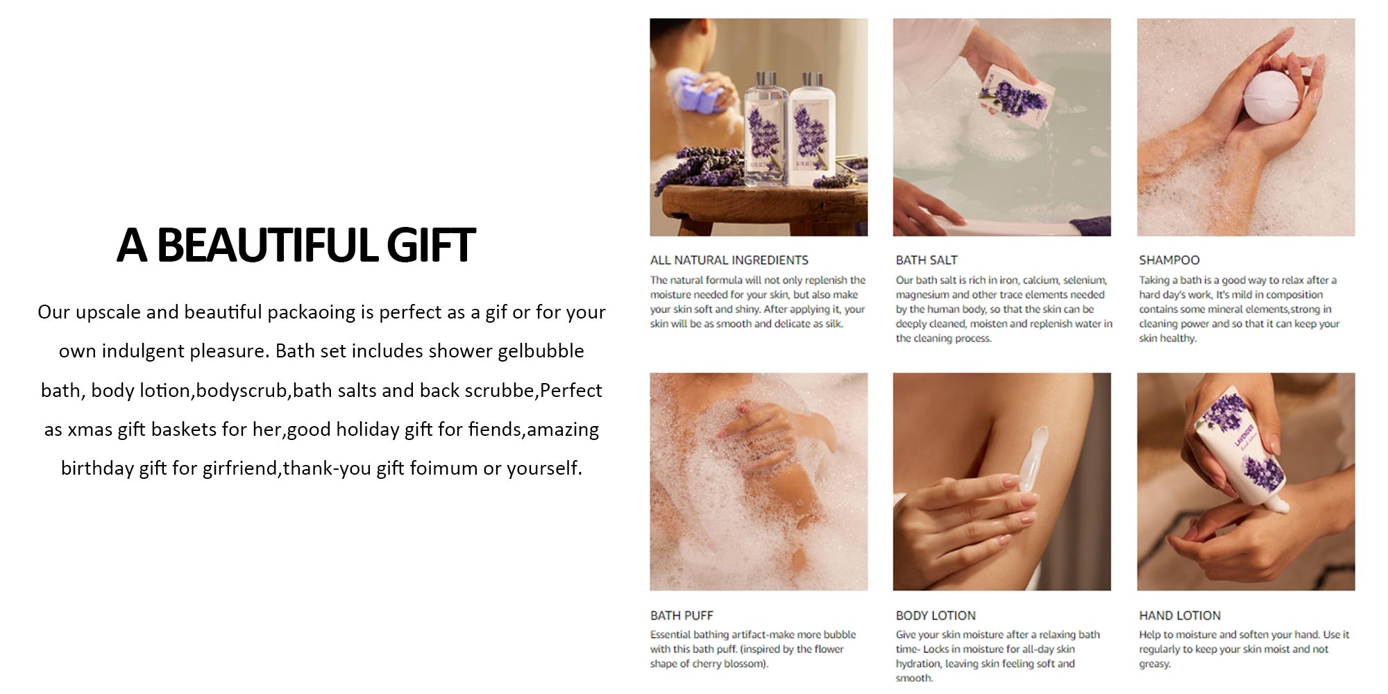 Gift Baskets for Women - Regalos Para Mujer, Body & Earth Gift Sets with Bubble Bath, Shower Gel, Body Lotion, Lavender Spa Gifts for Women, Spa Kit Mom Gifts, Birthday Gifts for Her