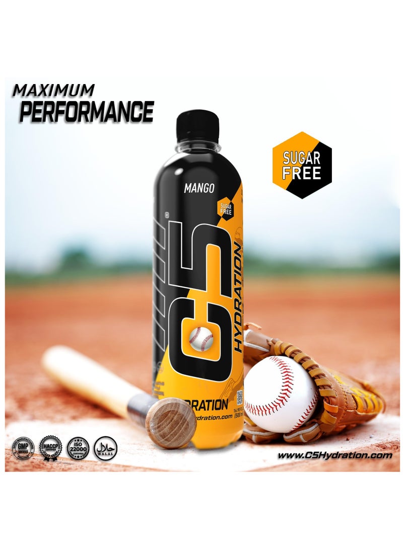 C5 HYDRATION Mango, KEY ELECTROLYTES, VIT B'S ENERGY, VIT C+E ANTIOXIDANT, VIT D3 IMMUNITY Pack of 12