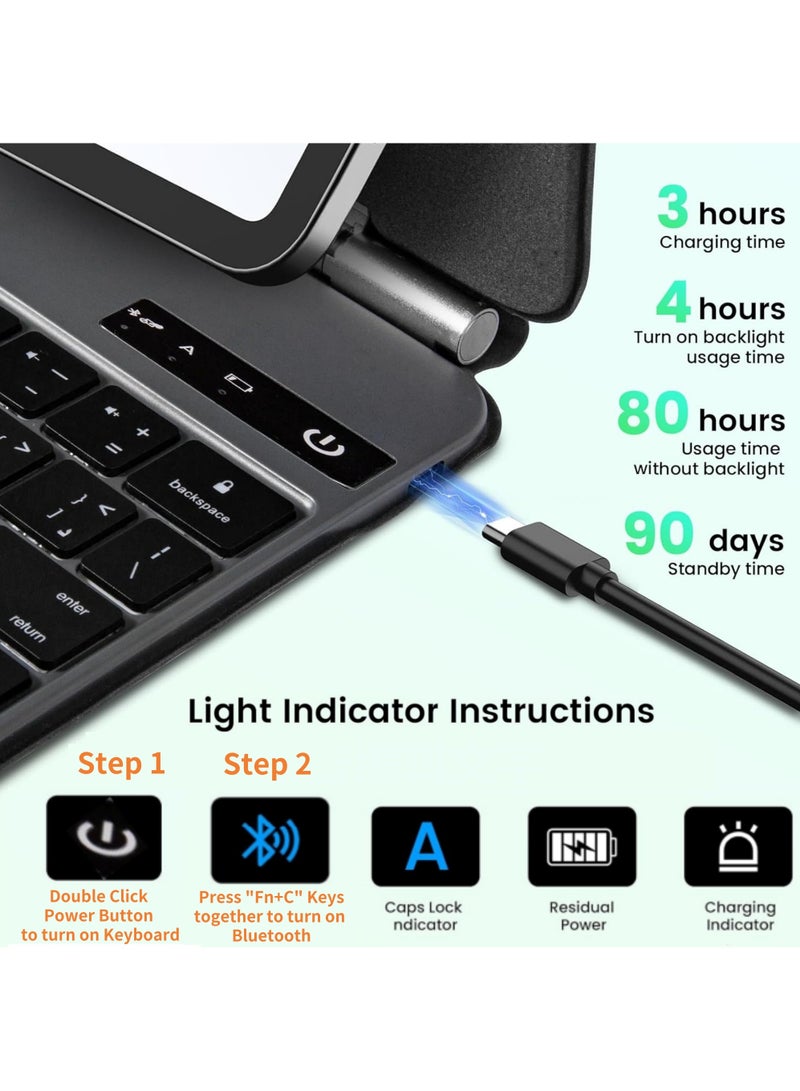 Arabi Magic Keyboard for iPad Air 11 inch(M3/M2) 2025/2024,iPad Air 5th 10.9 Inch (2022)/Air 4th 10.9 Inch (2020) iPad Pro 11 inch (2022/2021/2020/2018) with Magnetic Back Cover, Smart Trackpad Backlit