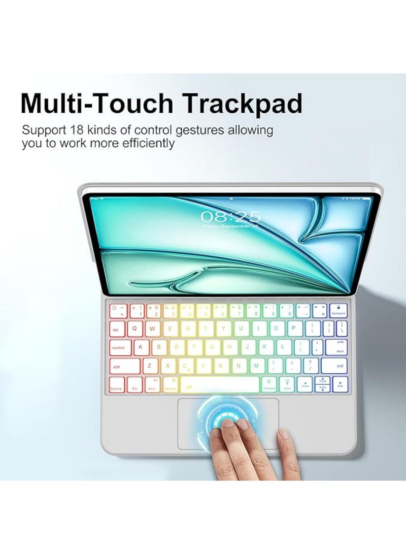 Arabic Magic Keyboard for iPad Air 13 inch (M3/M2, 2025/2024),iPad Pro 12.9 inch (6th2022/5th2021/4th2020/3th2018) with Magnetic Back Cover, Smart Trackpad Backlit Keyboard Case for iPad Air 13inch 2025/2024 and Pro 12.9inch (2022-2018)