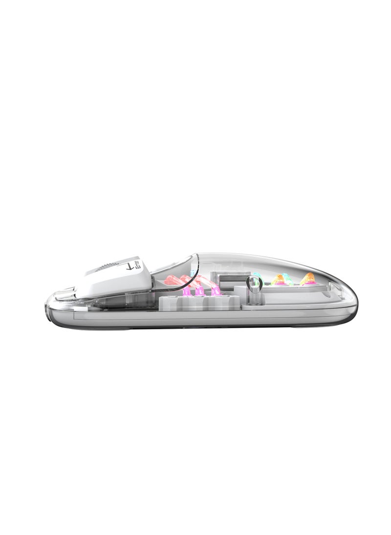 HXSJ T200 dual-mode transparent wireless mouse 2.4G/Bluetooth 5.0 rechargeable mouse magnetic design RGB lighting white