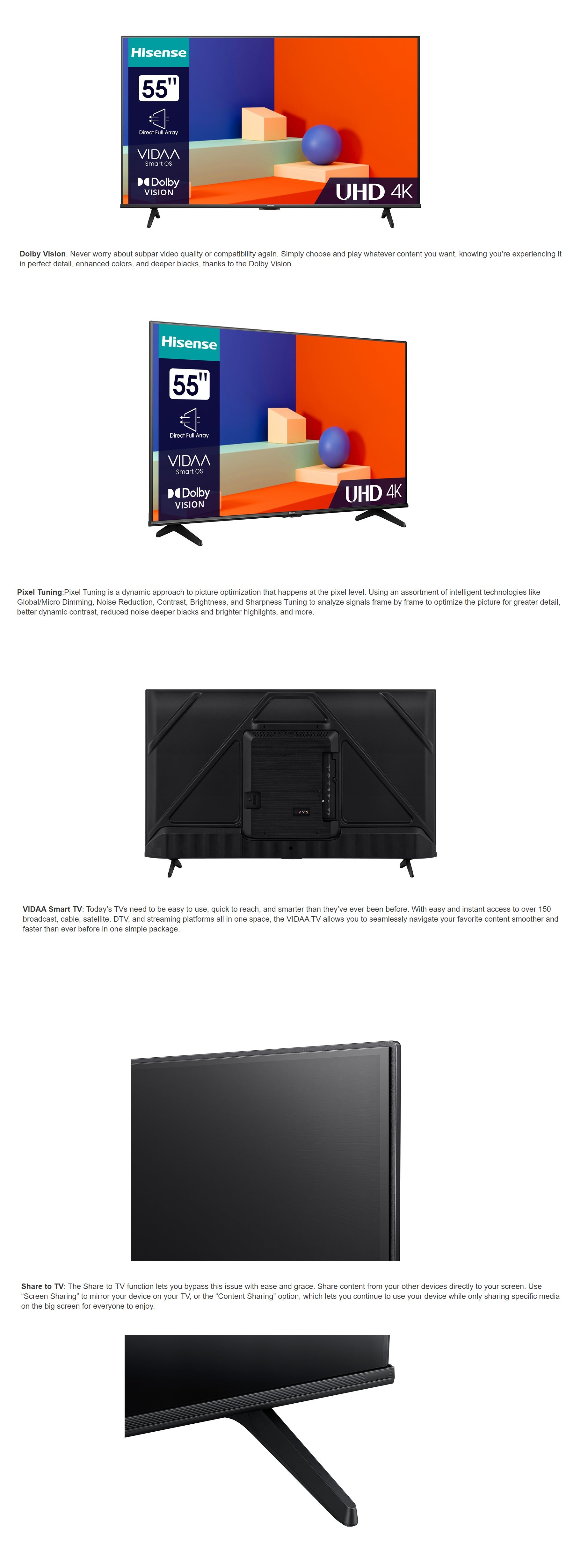 4K UHD Smart Television 55inch (2023 Model) 55A62KS Black