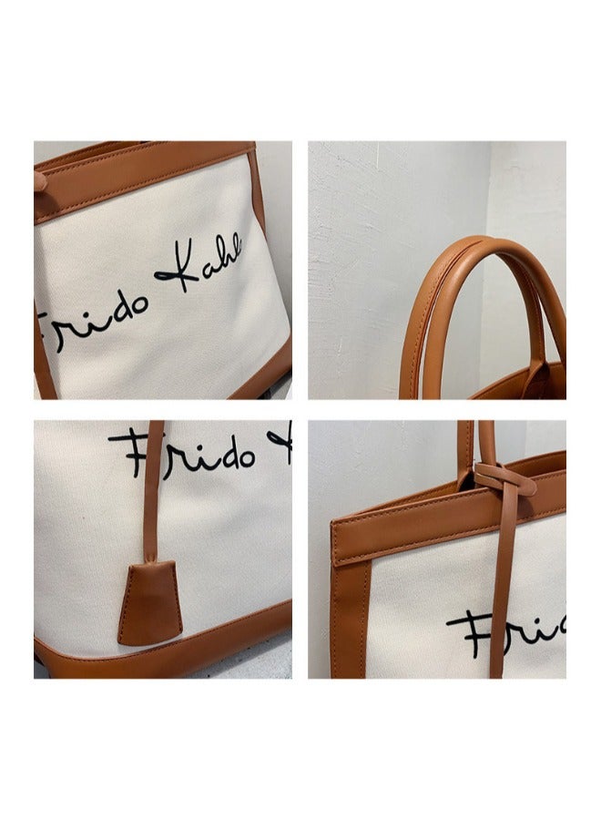 Fashion Designer Shopping Leather Handle Bags Women Handbags Ladies Canvas Tote Handbag Rup Art