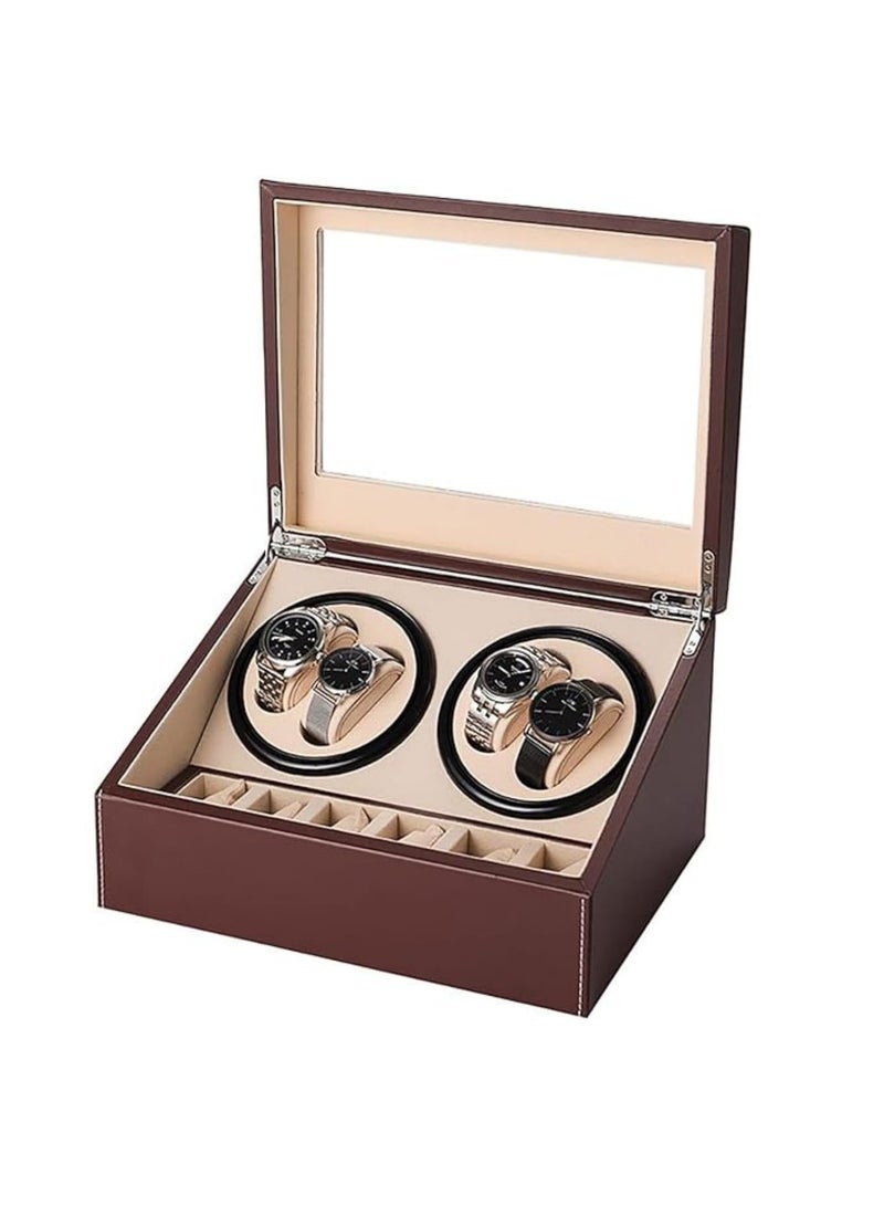 Watch Display Box, Automatic Rotating 4+6 Watch Storage Case, Mechanical Watch Display and Collector, Suit for Home Display and Shopping Mall Exhibition (Brown)