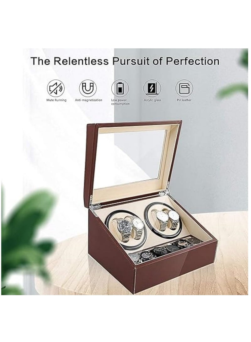 Watch Display Box, Automatic Rotating 4+6 Watch Storage Case, Mechanical Watch Display and Collector, Suit for Home Display and Shopping Mall Exhibition (Brown)