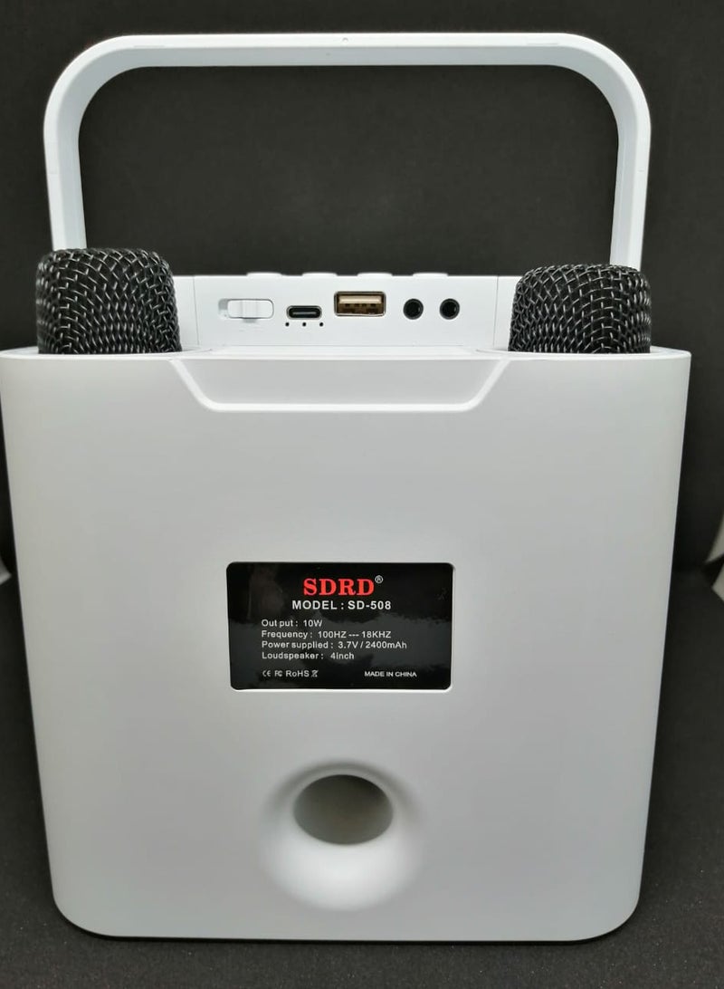 Wireless Bluetooth Speaker With 2 Microphones Portable Karaoke Machine