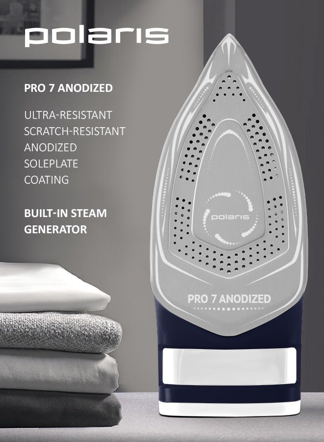 Steam Iron 3050W, Durable anodized outsole PRO 7 ANODIZED, Auto Shutoff, 50g/min Steam Output, 260g/min Steam Boost, 2 Years Warranty